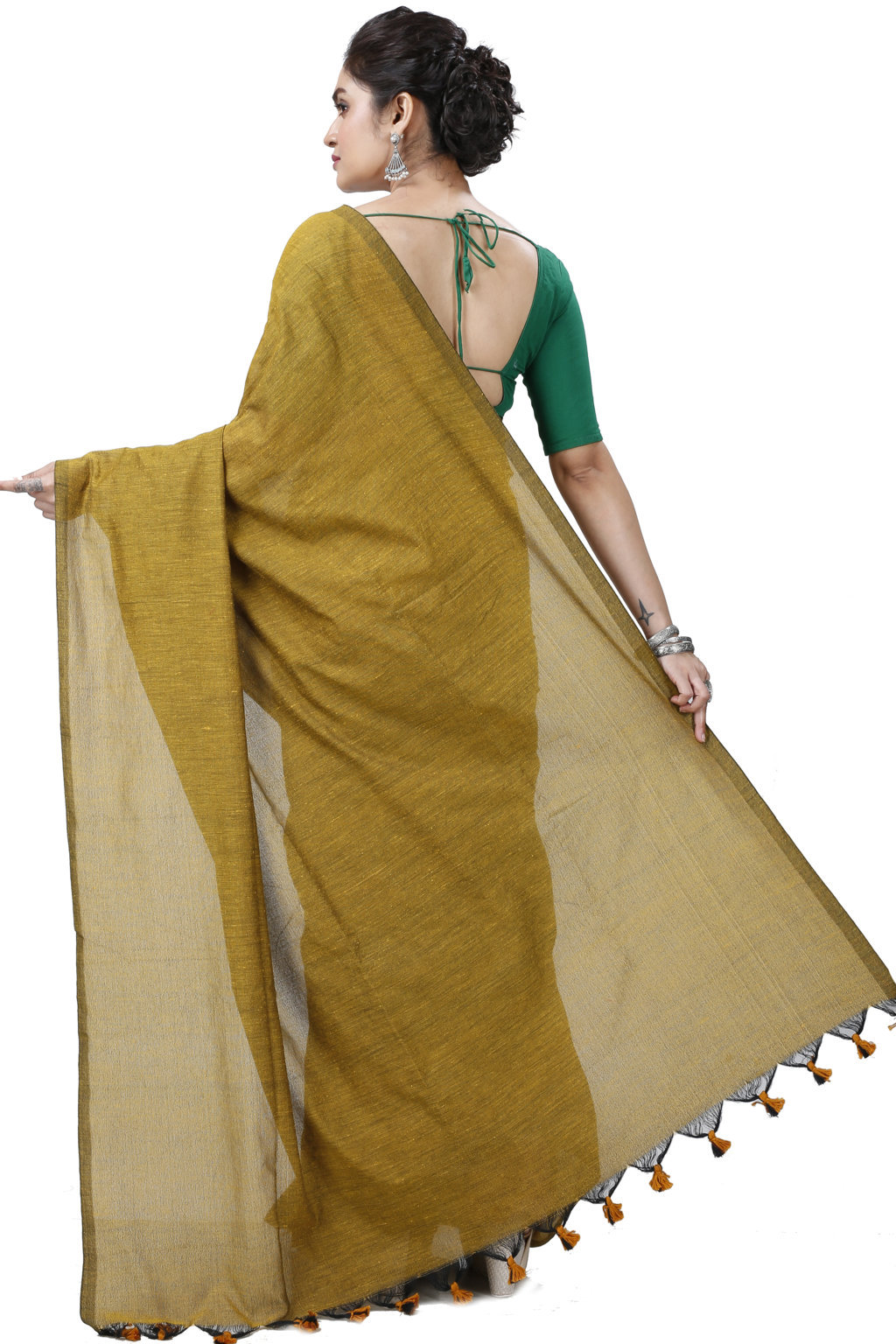 Brown Pure Cotton ThanKhadi Hand Loom Saree (5236)